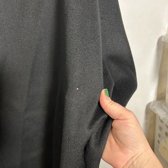 VTG 70s Gemini 100% Wool Shawl Cape Cocoon Wrap Coat OS Black - Picture 7 of 10
